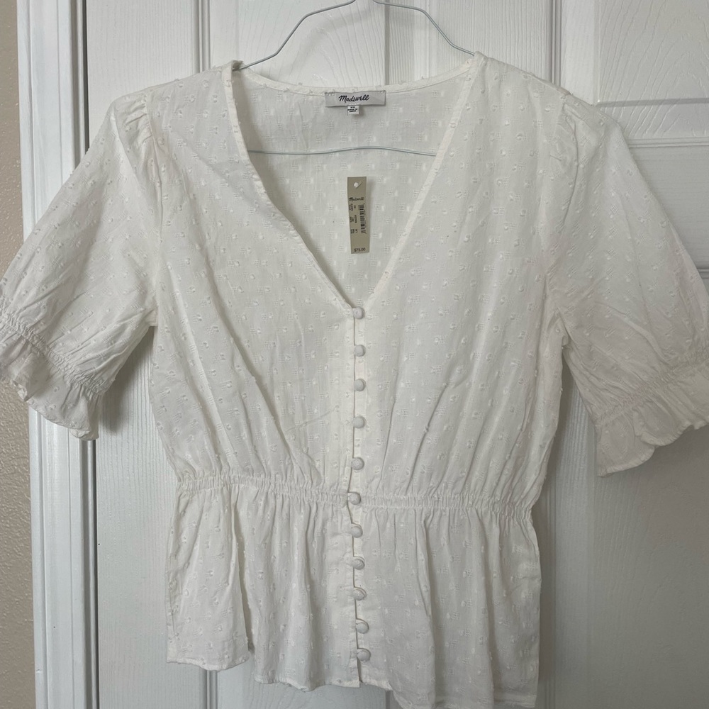 NWT Madewell Peplum Popover Top in Clipdot